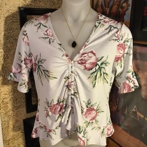 TMG New York gray/rose floral blouse 1X w/…
